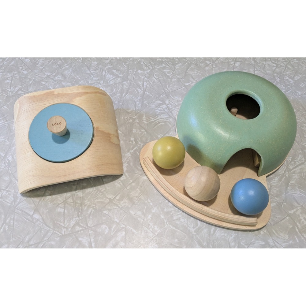 Lalo The Play Box Wooden Montessori Toys Ball Drop & Circle Mirror Puzzle 7-8 Mo